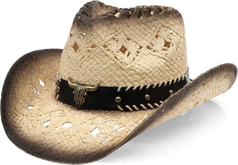 WQWOVRVO Cowboy Hat,Cowgirl Hat,Straw Cowboy Hats for Women/Men Wide with Shapeable Brim in Saudi Arabia