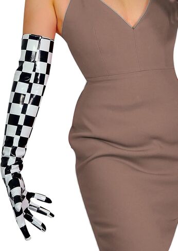 DooWay Long Metallic Gloves 24" Faux Patent PU Women Cosplay Dance Opera Leather Gloves in Kuwait