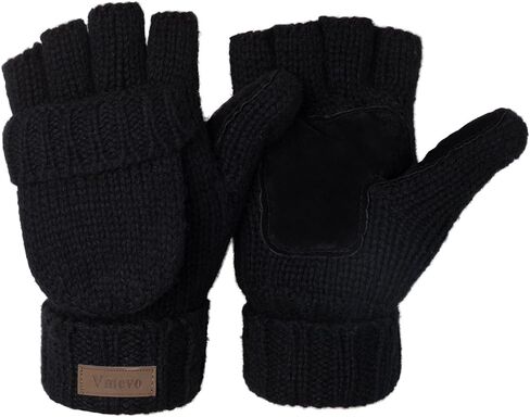 ViGrace Winter Knitted Convertible Fingerless Gloves Wool Mittens Warm Mitten Glove for Women and Men in Saudi Arabia