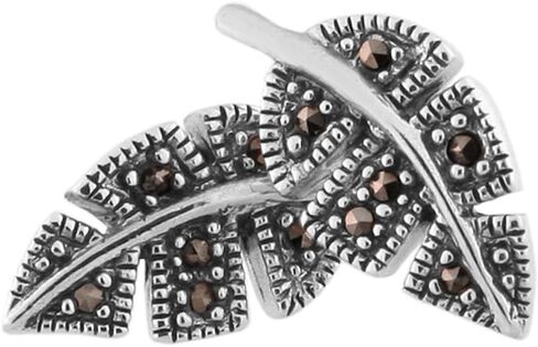 Sterling Silver Leaf Stud Earrings with Markesite in Saudi Arabia