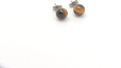 Titanium Hypoallergenic Stud Earrings with Natural Stones 6 mm, Malachite, Turquoise, Lapis Lazuli,Tiger Eye, Hematite, Gold Sandstone or Black Onyx in Kuwait