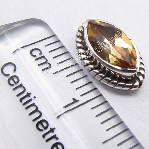 Sterling Silver 4 x 8 mm Citrine Handwork Earrings 0.4" Jewellery Gift in Saudi Arabia