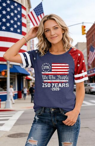 CAZYCHILD 250 Anniversary USA Shirt Women 4th of July Patriotic Shirts 250th Red White and Blue Tops American Flag Tee in Kuwait