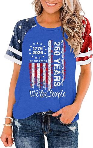 CAZYCHILD 250 Anniversary USA Shirt Women 4th of July Patriotic Shirts 250th Red White and Blue Tops American Flag Tee in Kuwait