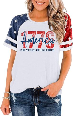 CAZYCHILD 250 Anniversary USA Shirt Women 4th of July Patriotic Shirts 250th Red White and Blue Tops American Flag Tee in Kuwait