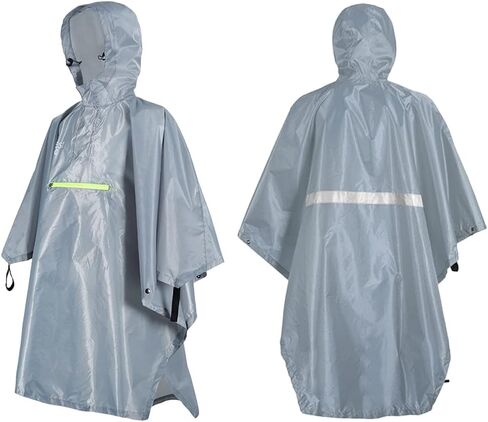 Drfeify Rain Ponchos Adults with Reflective Strip, Raincoat for Men Women, Large Size Poncho for Backpacking, Hiking, Camping, Orange,Breathable Rain Jacket for Adults and Youth (Grey) (Grey) in Kuwait