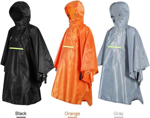 Drfeify Rain Ponchos Adults with Reflective Strip, Raincoat for Men Women, Large Size Poncho for Backpacking, Hiking, Camping, Orange,Breathable Rain Jacket for Adults and Youth (Grey) (Grey) in Kuwait
