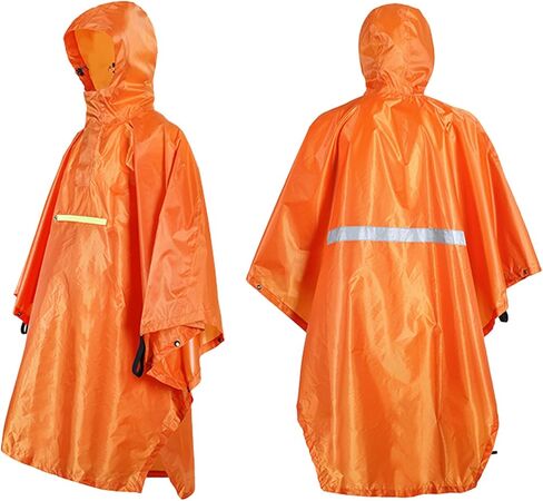 Drfeify Rain Ponchos Adults with Reflective Strip, Raincoat for Men Women, Large Size Poncho for Backpacking, Hiking, Camping, Orange,Breathable Rain Jacket for Adults and Youth (Grey) in Kuwait