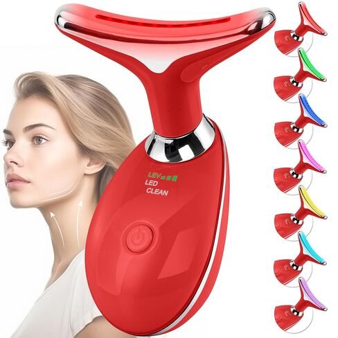 Facial Massager Face and Neck, Face 𝖲 culpting Wand Tool with 7 Color - Birthday, Christmas, Mothers Day, Valentines Day Gifts for Her Women Mom Best Friend Wife Teacher (White) in Kuwait