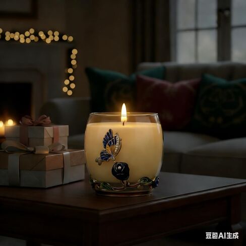 Scented Candles Gifts for Women - Enamel Butterfly & Blue Rose Decorative Glass Jar with Faceted Crystal Lid, Special Candle for Friend Mom Sister Friend, Unique Birthday Mother's Day Christmas Gift in Saudi Arabia