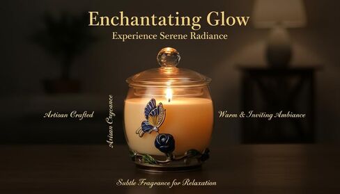 Scented Candles Gifts for Women - Enamel Butterfly & Blue Rose Decorative Glass Jar with Faceted Crystal Lid, Special Candle for Friend Mom Sister Friend, Unique Birthday Mother's Day Christmas Gift in Saudi Arabia