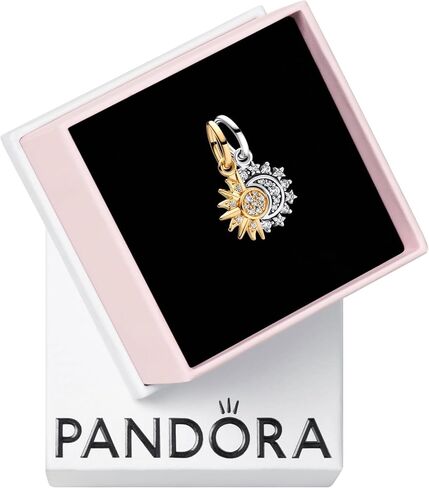 PANDORA-Splittable Sun & Moon Dangle Charm-Two-tone-With Gift Box in Kuwait