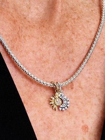 PANDORA-Splittable Sun & Moon Dangle Charm-Two-tone-With Gift Box in Kuwait