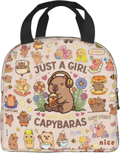 Capybara Lunch Bag, Insulated Lunch Bag, Reusable High Capacity Thermal Tote, Leakproof Cooler Bag for Boys Girls Kids Adults, Work Travel Picnic, Back to School (Capybara 1) in Saudi Arabia