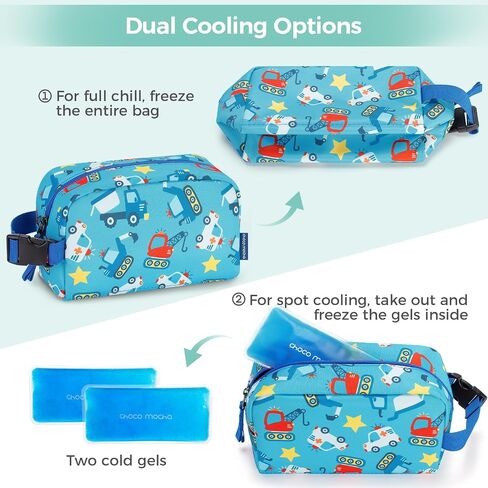 Choco Mocha Snack Bag for Kids Small Cooler Bags Insulated & Freezable Snack Bag For School Toddler Snacks Bag, Car Blue in Saudi Arabia