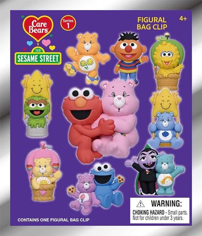 Care Bears x Sesame Street - السلسلة 1-3D حقيبة إسفنجية بمشبك حقيبة مخفية - 24 قطعة عرض PDQ in Kuwait