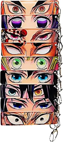 9PCS Demon Anime Slayer Keychain Character Eyes Transparent Card Pendant Accessories forKey Bag Gift for Fan in Saudi Arabia