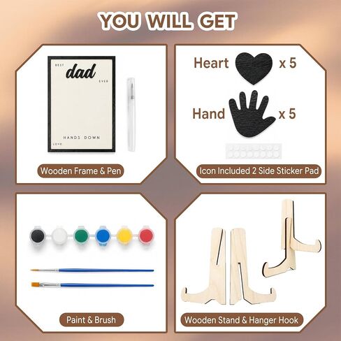 12'' Best Dad Ever Hands Down Sign DIY Handprint Kit with Acrylic Paint, Personalized Handprint Craft Kit for Dad, Family Keepsake Art, Gift for Father’s Day, Papa Birthday Gift - Black in Saudi Arabia