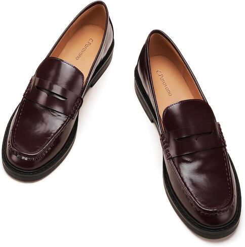 C.Paravano Genuine Leather Penny Loafers | Loafers for Women | Casual Slip On | Walking Flats Classic Driving Moccasins in Kuwait