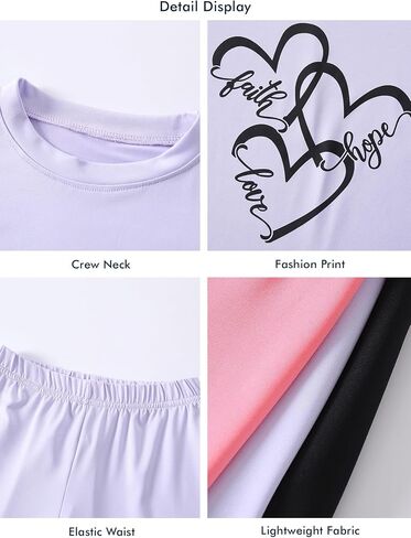 Girls Clothes Fashion Love Printed Tshirt Tops and Casual Shorts Outfits Summer Clothing Cute Sets 6 Pieces in Kuwait