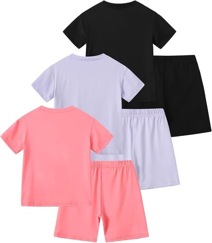 Girls Clothes Fashion Love Printed Tshirt Tops and Casual Shorts Outfits Summer Clothing Cute Sets 6 Pieces in Kuwait