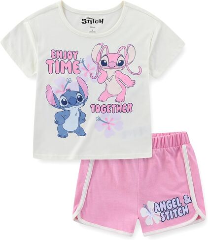 Disney Lilo & Stitch Angel Girls Short Sleeve T-Shirt and Shorts Set for Big Kids in Kuwait