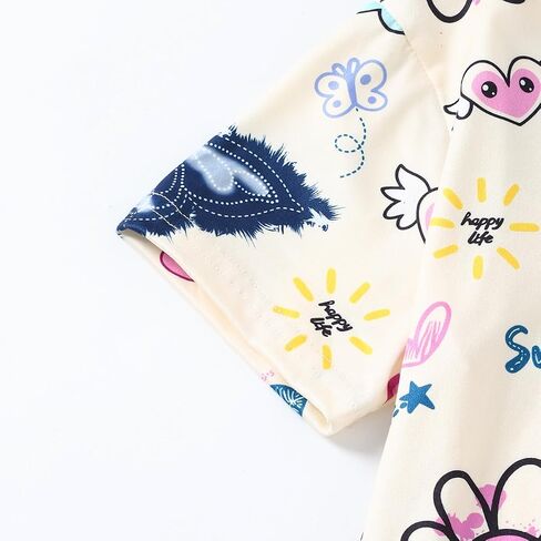 Girls Clothes 2PCS Butterfly Print Short Sleeve T-Shirt + Shorts Set Teen Tween Girls Summer Outfits Set in Saudi Arabia