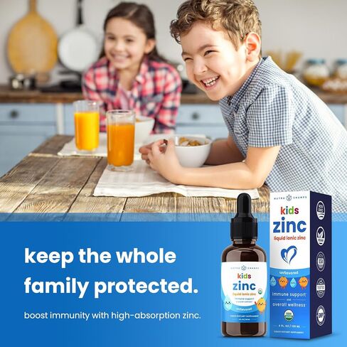 NutraChamps Liquid Zinc Drops for Kids, Ionic Zinc Drops Enhanced with Vitamin C for Children, Sugar-Free 4 oz, Vegan & Non-GMO, Unflavored, 60 Servings, 2 Month Supply in Kuwait