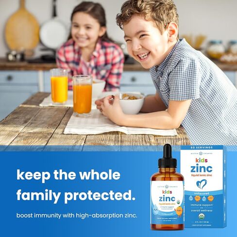 NutraChamps Liquid Zinc Drops for Kids, Ionic Zinc Drops Enhanced with Vitamin C for Children, Sugar-Free 4 oz, Vegan & Non-GMO, Unflavored, 60 Servings, 2 Month Supply in Kuwait