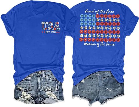 America Shirts for Women Land of The Free Shirt America Flag Coquette Bow T-Shirt USA Patriotic Tees 4th of July Outfits in Kuwait