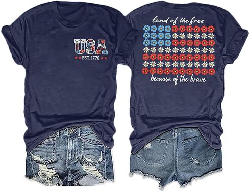 America Shirts for Women Land of The Free Shirt America Flag Coquette Bow T-Shirt USA Patriotic Tees 4th of July Outfits in Kuwait