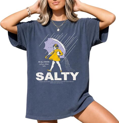 Salty Retro Graphic Shirt for Women, Funny Moody Aesthetic Tee, Vintage Rainy Day Shirt, Sarcastic Salty Tee in Saudi Arabia