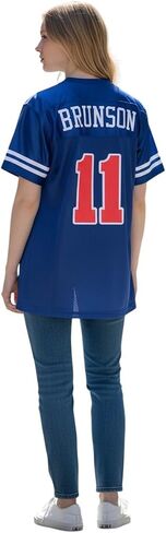 Custom Jalen Brunson Womens Glitter Flake Blinged Mesh Blue Jersey Shirt in Kuwait