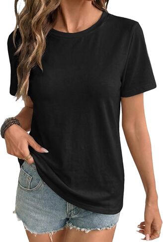 EVALESS Womens Summer Tops Casual Graphic Tees Crewneck Short Sleeve Shirts Spring 2026 Fashion T Shirts in Kuwait