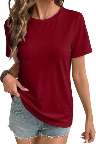 EVALESS Womens Summer Tops Casual Graphic Tees Crewneck Short Sleeve Shirts Spring 2026 Fashion T Shirts in Kuwait