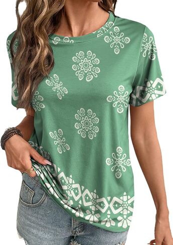 EVALESS Womens Summer Tops Casual Graphic Tees Crewneck Short Sleeve Shirts Spring 2026 Fashion T Shirts in Kuwait
