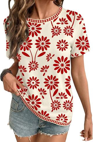 EVALESS Womens Summer Tops Casual Graphic Tees Crewneck Short Sleeve Shirts Spring 2026 Fashion T Shirts in Kuwait