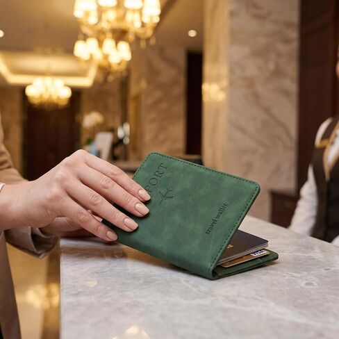 Passport Holder Travel Wallet RFID Blocking: Slim Leather Passport Cover with 4 Card Slots, Elastic Band Closure, Document Organizer for Men Women, Passport Case for International Travel in Saudi Arabia