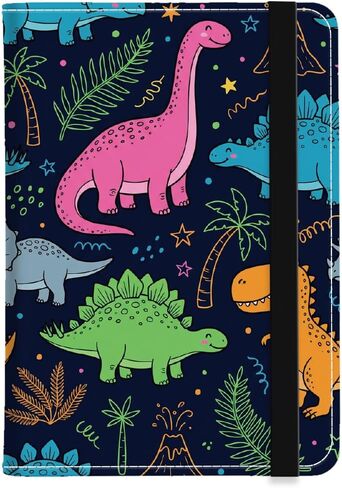 PU Leather Passport Holder Cover 5.9×4.3 Inch with Credit Card Slot Boarding Pass Slot Combo Blocking Passport Holder Wallet Cover Case for Travel Boarding Essentials(Cartoon Dinosaur) in Kuwait