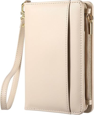 Passport Holder for Travel Essentials, PU Leather with Wrist Strap, 9 Card Slots Cash Pocket SIM Card Holders in Saudi Arabia
