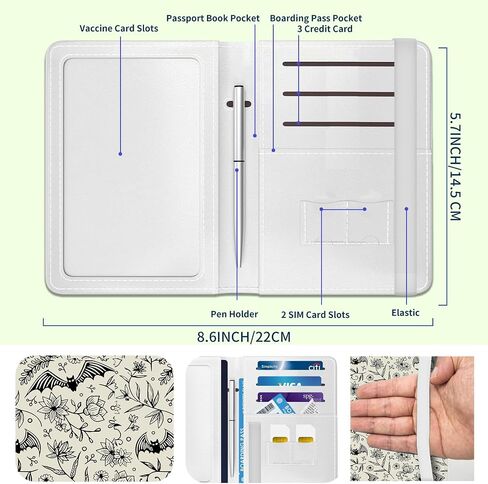 Passport Holder for Travel Essentials, Leather RFID Blocking Passport Wallet Cover Case, Cute Passport Book Holders for Women and Men Cute Grey Bats in Saudi Arabia