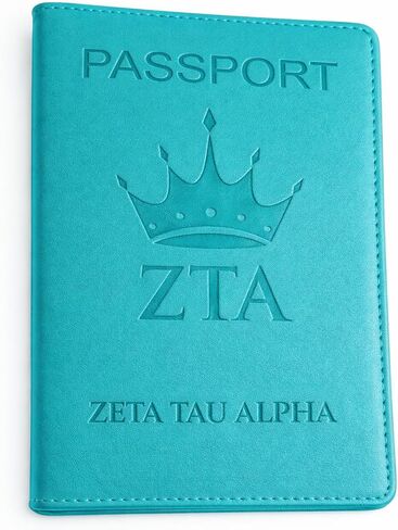Zeta 1898 Tau Alpha Blue Passport Cover Holder Vegan Leather Gift Sorority ZTA in Kuwait