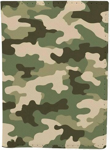 Camouflage Passport Holder for Travel Green Beige Camo Print PU Leather Passport Cover Wallet Cute Passport Card Holder for Women and Men in Saudi Arabia