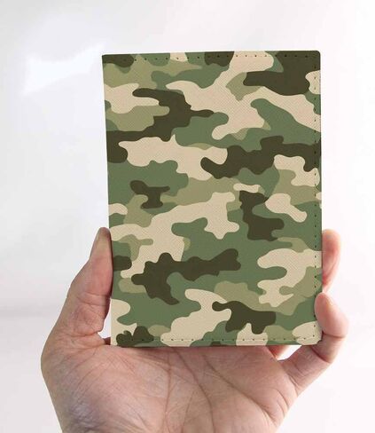 Camouflage Passport Holder for Travel Green Beige Camo Print PU Leather Passport Cover Wallet Cute Passport Card Holder for Women and Men in Saudi Arabia