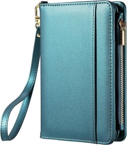 Passport Holder for Travel Essentials, PU Leather with Wrist Strap, 9 Card Slots Cash Pocket SIM Card Holders in Saudi Arabia
