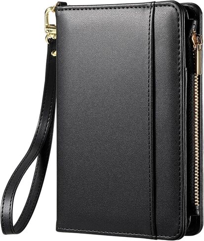 Passport Holder for Travel Essentials, PU Leather with Wrist Strap, 9 Card Slots Cash Pocket SIM Card Holders in Saudi Arabia
