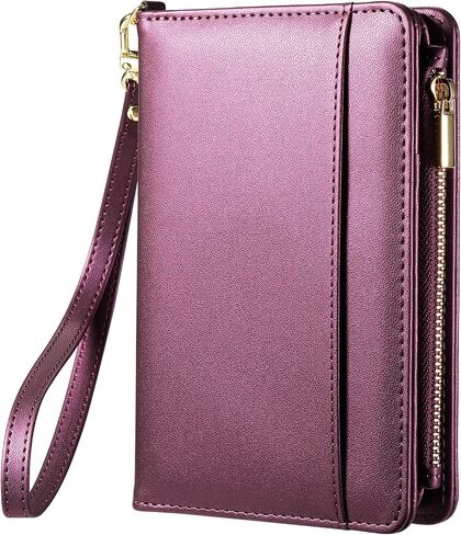 Passport Holder for Travel Essentials, PU Leather with Wrist Strap, 9 Card Slots Cash Pocket SIM Card Holders in Saudi Arabia