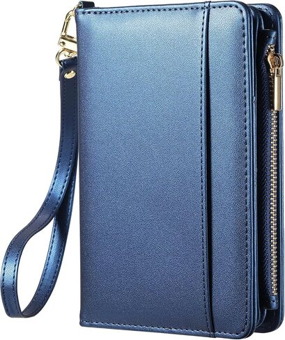 Passport Holder for Travel Essentials, PU Leather with Wrist Strap, 9 Card Slots Cash Pocket SIM Card Holders in Saudi Arabia