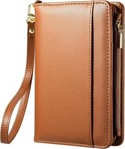 Passport Holder for Travel Essentials, PU Leather with Wrist Strap, 9 Card Slots Cash Pocket SIM Card Holders in Saudi Arabia