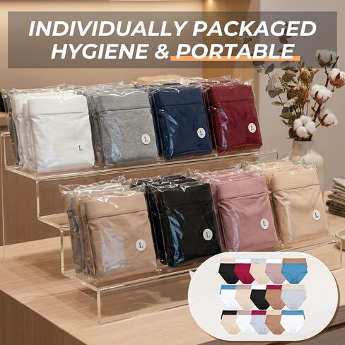 Cutecrop 50 Pcs Women's Cotton Underwear Bulk - Individually Packaged Mixed Color Size Full Coverage Panty Bulk in Kuwait